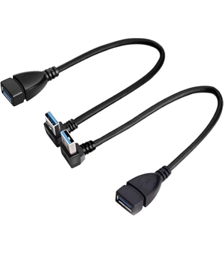 IYueshare Cavo USB 3.0 A L 90° | Maschio-Femmina | 5 Gbps, 900mA | Set Da 2 (Sopra + Sotto) | 30 Cm - 3