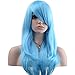 YOPO 28" Wig Long Big Wavy Hair Women Cosplay Party Costume Wig(Light Blue)
