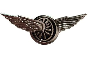 MAINLY METAL Metallo smaltato Spilla Winged Racing di ruota (una ruota) con ali