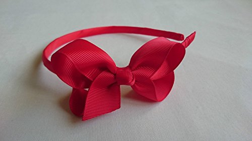 Alice Band With Bow Girls Ribbon Hair Band Headband (Red)