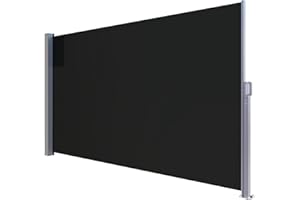 home&Trends Seitenmarkise 280 g/㎡ Polyester ausziehbar Sichtschutz Markisen, Windschutz & Sonnenschutz für Balkon, Garten, Terrasse Stahl oder Aluminium (Anthrazit, 200 x 300 cm Stahl)