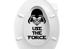WOO LANDO Adesivo per copriwater interno – Use The Force – Darth Vader – pellicola di trasferimento impermeabile in vinile adesivo come decorazione e regalo divertente 15 x 25 cm in nero