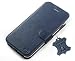 Produktbild MOBIWEAR Echt Leder Leather Book Style Handy Motiv Tasche Flip Case Cover Hülle für HTC U12 Life - Blue Leather