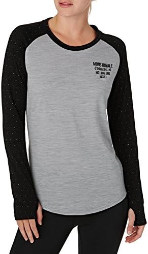 Mons Royale Rocker Raglan Merino Thermal Base Layer Top 8 Reg Black Birdseye/Grey Marl