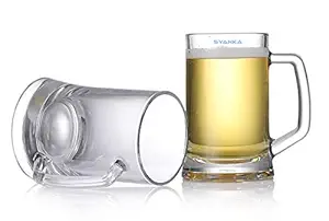 SYANKA Classic Beer Mugs Set of 2, 400 ML, Crystal Clear, Plain Beer Glass, Perfect for Gift