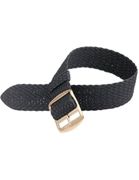 Davis B0310RG - Armband Uhr Perlon Nylon Schwarz 22mm Rosé Gold Schliesse Hochwertige Qualität