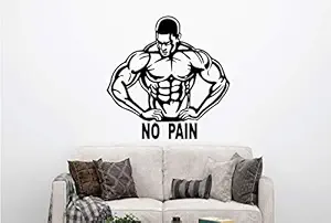 VVWV No Pain No Gain Gym Wall Stickers for Home Living Kids Bed Room Hall Kitchen Wall Decor Stickers PVC Vinyl Decals L X H 55 X 80 CMS