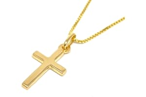 Strictly Gifts Delicate 9 Carat Gold Hallmarked Cross Crucifix Pendant on Chain for Women and Girls Daughter Christening Baptism Christian religious with Gift Box