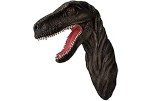 G&H Decor - Massive 42cm Wall Mounted Velociraptor Dinosaur Head Sculpture – Hand Painted Raptor Bust with Realistic Detail – Easy to Hang Dino Sculpture - Faux Taxidermy Jurassic Dinosaurs Statue