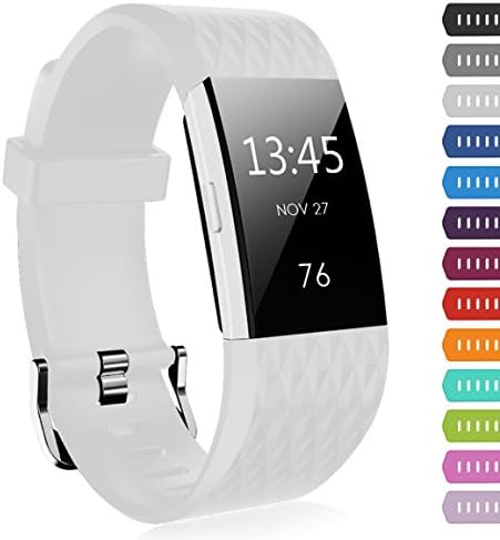 Bepack Fitbit Charge 2 Strap, Diamond Pattern Soft TPU Durable Adjustable Replacement Sport Strap for Fitbit Charge 2 HR Fitness Wristband women men