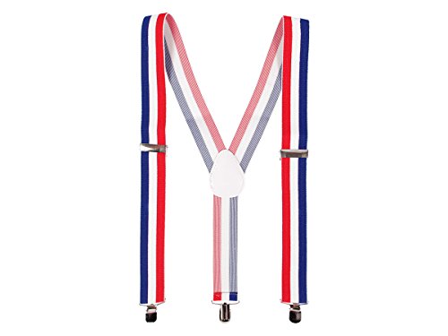 Bretelles Y unisex bleu blanc rouge (Alsino 00/0762) réglables et élastiqués couleur de l'équipe de France déguisement fête de qualité supérieure pour supporters Promotion special Allez les bleus