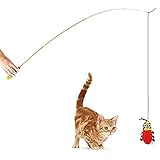 Cat Dangler Spielzeugtraining Teleskop interaktive einziehbare natürliche Federstab Katze Spielzeug mit 2 x Feather Refills