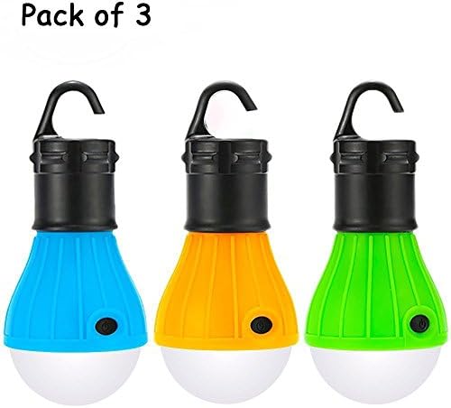 Tent LED Light Lamp, Portable Waterproof Outdoor Tent Bulb, Emergency Lantern for Camping, Hiking, Hunting, Backpacking, Mountaineering, Fishing (Pack of 3)