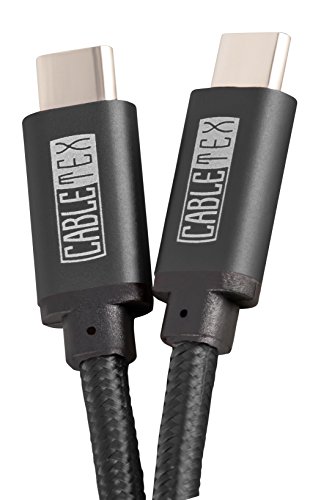 USB C Kabel auf USB 3.0 Typ C 1M Ladekabel Nylon Textilkabel Datenkabel für USB 3.1 Computer und Smartphones wie Nexus 5X, 6P, OnePlus 2, OP 3, HTC 10, MacBook Pro und viele mehr - SCHWARZ