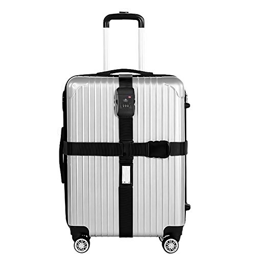 Queta Valise ceinture de bagages serrure TSA sangle de bagages éplacements bagages sangles (noir)