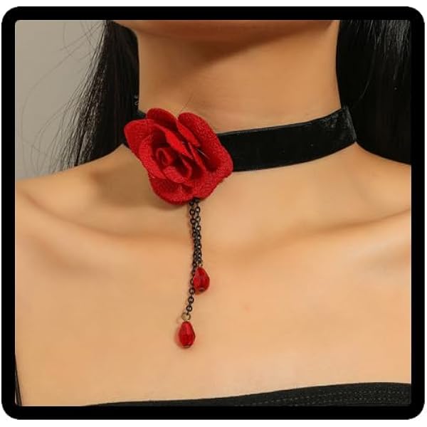 Wendalern Boho Collana Nero Velluto Collare Esagerato Grande Fiore Collana Cosplay Regali Gioielli Per Le Donne Ragazze