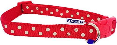 A Red Polka Dog Collar, Choose Size, (Small Collar)