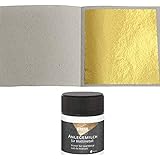 50 Blatt Blattgold (Imit.) Blattmetall Schlagmetall 4,8 cm x 4,8 cm + 1 x Anlegemilch 50ml