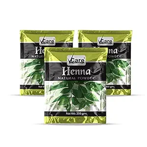 VCare Henna Natural Powder For Hair, 200 gm, (Pack of 3)