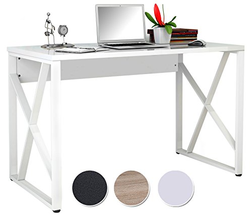 SixBros. Computerschreibtisch Hochglanz Wei - S-349C/1852 - MDF Hochglanz Wei - Gestell Metall Wei SixBros. Computerschreibtisch Hochglanz Wei - S-349C/1852 - MDF Hochglanz Wei - Gestell Metall Wei