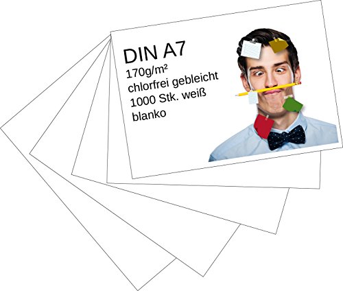 Preisvergleich Produktbild Karteikarten 1000 Stück A7 weiß blanko