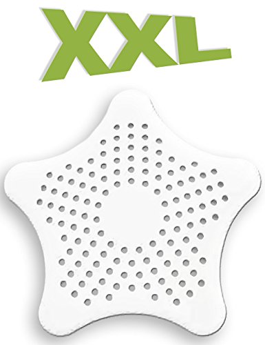 HOMETOOLS.EU - XXL 15x15cm Großes Silikon Abflusssieb mit Saugnäpfen Küche Spüle Spülbecken Krümel Sieb Bad Badewanne Dusche Haare Haarsieb WEISS