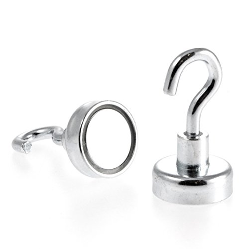 Magnetastico® | 5 Stück Neodym N35 Hakenmagnete 20 mm Ø | Haftkraft 9.0 Kilogramm | 5 Stück Neodymium Magnethaken sehr stark & verzinkt - 3