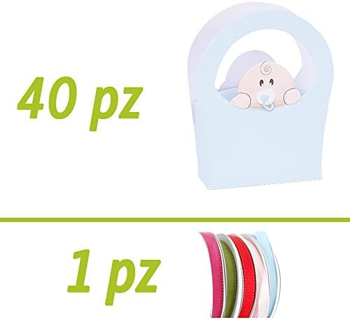 Splitting DIY Wedding Favours Kit | Birth or Christening Baby | Free Bag Sky Blue Baby Azrael | Pack of 40 | 50 MT BOX OF TAPE