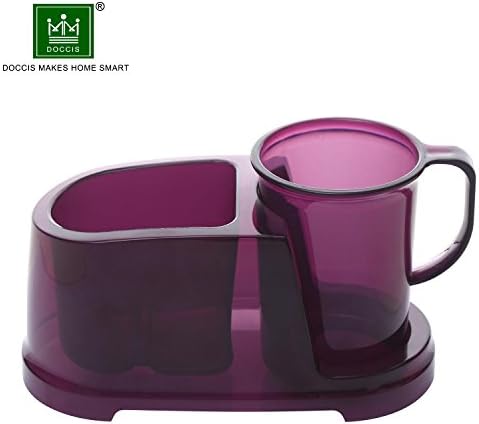 DOCCIS Toothpaste and Toothbrush Stand Organizer with Rinsing Cup Plastic Electric Shaver Holder for Bathroom Organizer - Purple