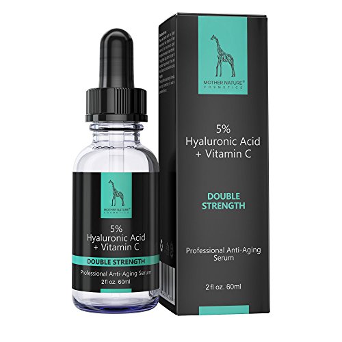 Hyaluronsäure Serum - Mother Nature® | Collagen-Booster für Gesicht + Körper Falten + Augenringe bekämpfen | Anti-Aging | Mit Vitamin C + E | 30 ml - Hochdosiert