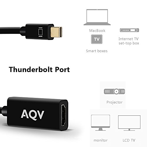 Mini DP zu HDMI, AQV Mini DisplayPort (Thunderbolt kompatibel) zum HDMI HDTV Konverter Stecker an Steckdose 6 Fuß Adapterstecker zum Stecker 1,83 m - 6