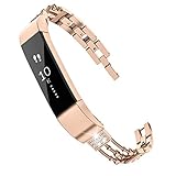 Wearlizer für Fitbit Alta HR Armband, Metall Ersatzband Band Armbänder Uhrenarmband für Fitbit Alta/Fitbit Alta HR (Kette Rose Gold)
