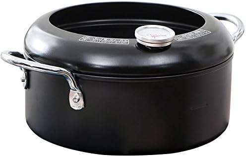 CTao Fry Pan With Thermometer Fryer Steamer Saute Pan Fry Boil Broiler Roaster Deep Fat Household Small Fryer Small Splashproof French Fries Fried Chicken Legs Chicken Wings,Black