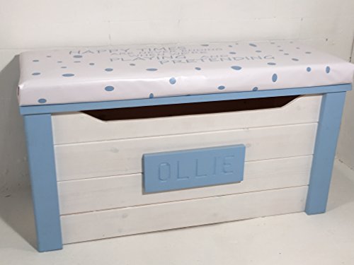 personalised toy box with padded seat