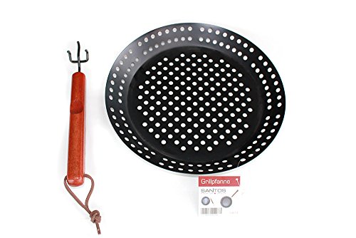 Santos Grillpfanne gelocht rund mit abnehmbarem Griff | Maße 30,5cm | pulverbeschichtet – Grillkorb, Gemüsekorb, Grillschale - 6