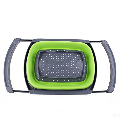 UMEI Küche Sieb Faltbare Wannen Silikon Sieb (rechteck, grün) - 2