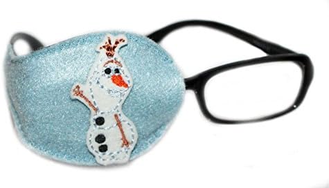 Orthoptic Eye Patch For Amblyopia, Lazy Eye, Occlusion Therapy Treatment, Snowman On Blue design, TO COVER RIGHT EYE, Size M (up to 32mm), Universal fit for most kids and aduls glasses frames.