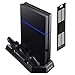 Produktbild Kootek Vertikaler Ständer mit Lüfter für PS4, Controller Ladestation mit Dual Ladegerät Anschlüsse und USB-Hub für Playstation 4 Konsole Dualshock 4 (nicht für PS4 Slim/Pro)