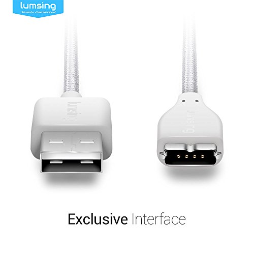 Lumsing Fitbit Surge USB Ladekabel Nylon Kabel 3.3 feet/1M Ersatz Ladekabel Power Kable für Fitbit Surge Fitniss (Weiß) - 2
