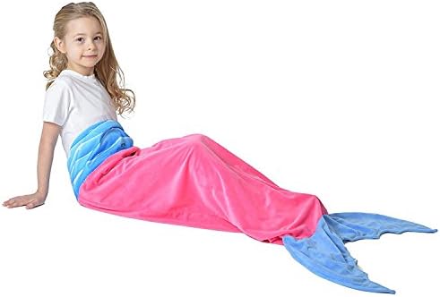 Mermaid Tail Bed Blankets for 3-12 Years Kids Super Soft flannel fabric Handcraft Sleeping Bags for Sofa Bed Living Room or Camping Cute Mermaid Gift 52" x20.4" (pink)