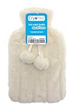 Luxury Hot Water Bottle with Best Plush Faux Fur Cover 2L 2 Litre Liter (Cream)