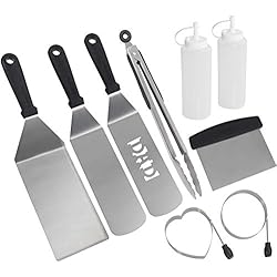 Romanticist Ensemble d'accessoires pour Plaque chauffante Professionnelle BBQ - Ensemble d'outils pour Plaque chauffante en Acier Inoxydable Robuste - Idéal pour Teppanyaki
