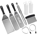 Romanticist Ensemble d'accessoires pour Plaque chauffante Professionnelle BBQ - Ensemble d'outils pour Plaque chauffante en Acier Inoxydable Robuste - Idéal pour Teppanyaki