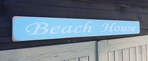 BEACH HOUSE SIGN Shabby Chic Vintage Large Wooden Hand Painted Sign Plaque Gift KITCHEN LIVING ROOM DECOR Handmade By Vintage Product Designer Austin Sloan