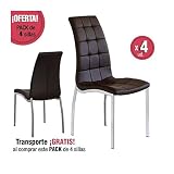 Silla de comedor VALMA, tapizada en polipiel color negro