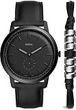 Fossil FS5500SET The Minimalist - Mono Uhr Lederarmband 5 bar Analog Schwarz