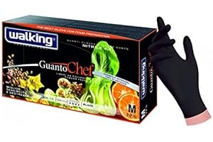 DOT Horeca Solutions 100 Guanti professionali monouso Walking CHEF in Nitrile colore nero TAGLIA L senza polvere interna