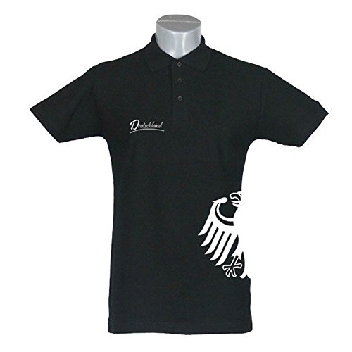 Poloshirt Shirt Adler seitlich Herren schwarz Gr. S – 3XL Germany Deutschland, Größe:M