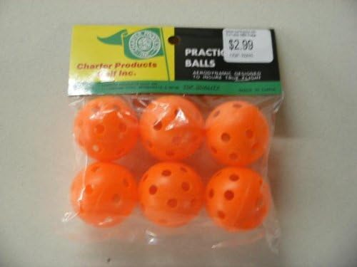 Deluxe Golf Practice balls 6 ct Hollow Wiffle Orange