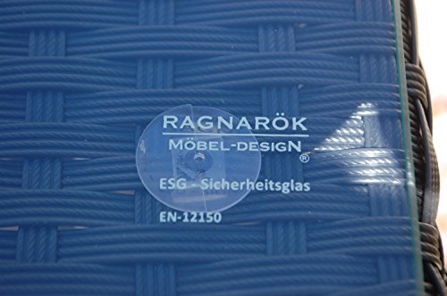 PolyRattan Kissenbox DEUTSCHE MARKE — EIGNENE PRODUKTION 8 Jahre GARANTIE Garten Möbel incl. Glasplatte für 20 Sitzkissen Ragnarök-Möbeldesign ( Schwarz ) Gartenmöbel Gartentisch Aluminium Rattan Beistelltisch, Stehttisch - 8